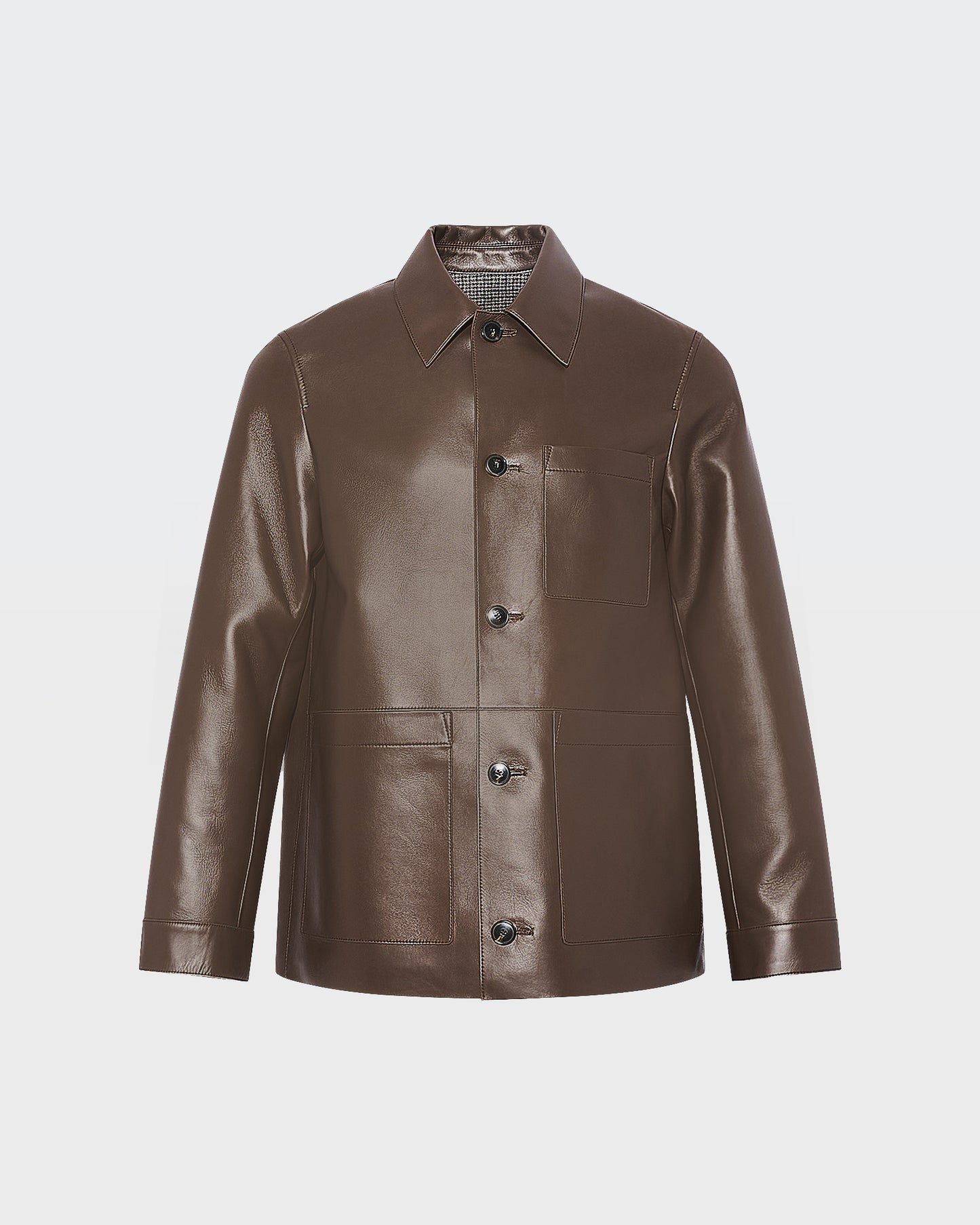Flannel lined leather overshirt