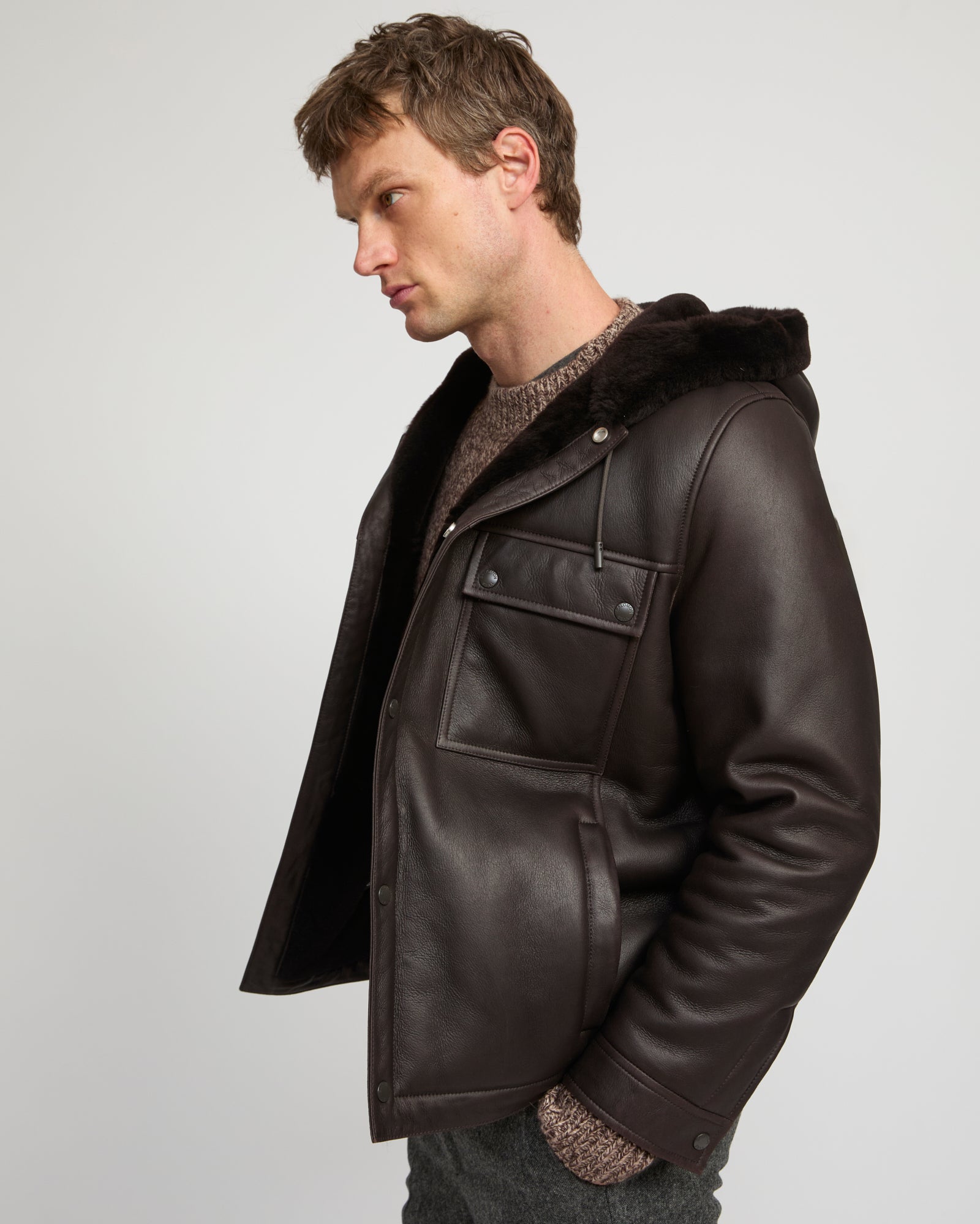 Merino lambskin shearling hoodie - Yves Salomon
