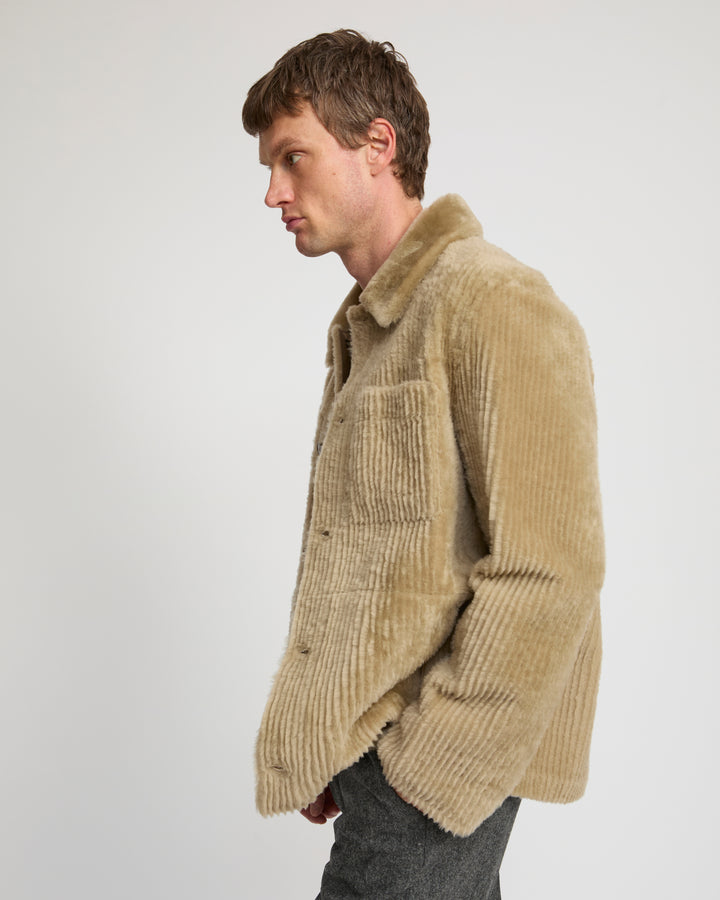 Ribbed Merino lamsbkin shearling overshirt - Yves Salomon