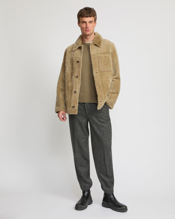 Ribbed Merino lamsbkin shearling overshirt - Yves Salomon