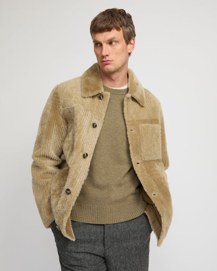 Ribbed Merino lamsbkin shearling overshirt - Yves Salomon