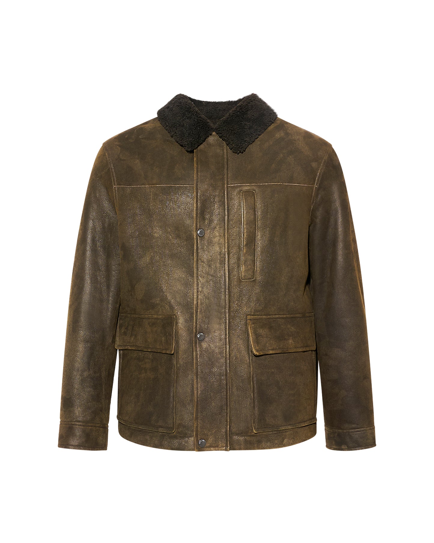 Ribbed leather and lambskin shearling jacket - Yves Salomon