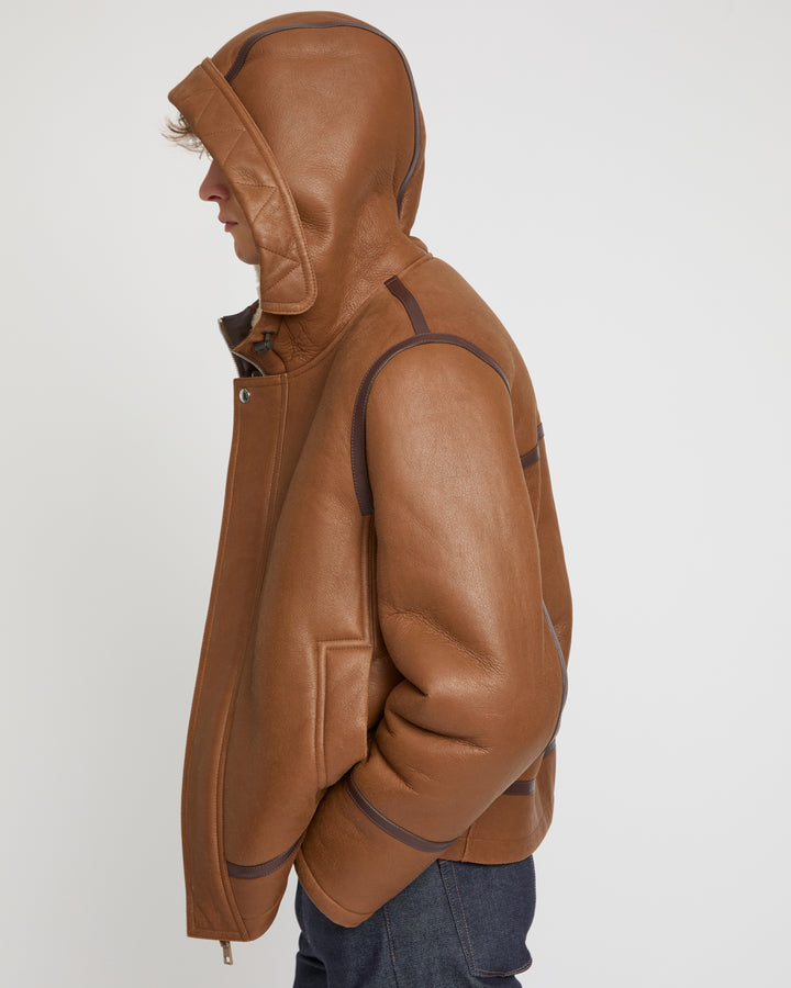 Aviator lambskin shearling hoodie