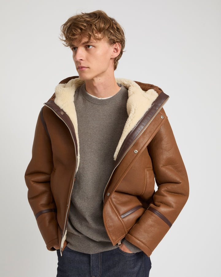 Aviator lambskin shearling hoodie