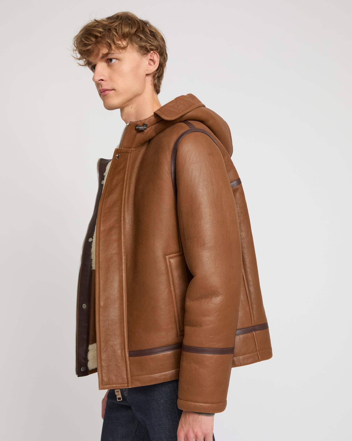 Aviator lambskin shearling hoodie