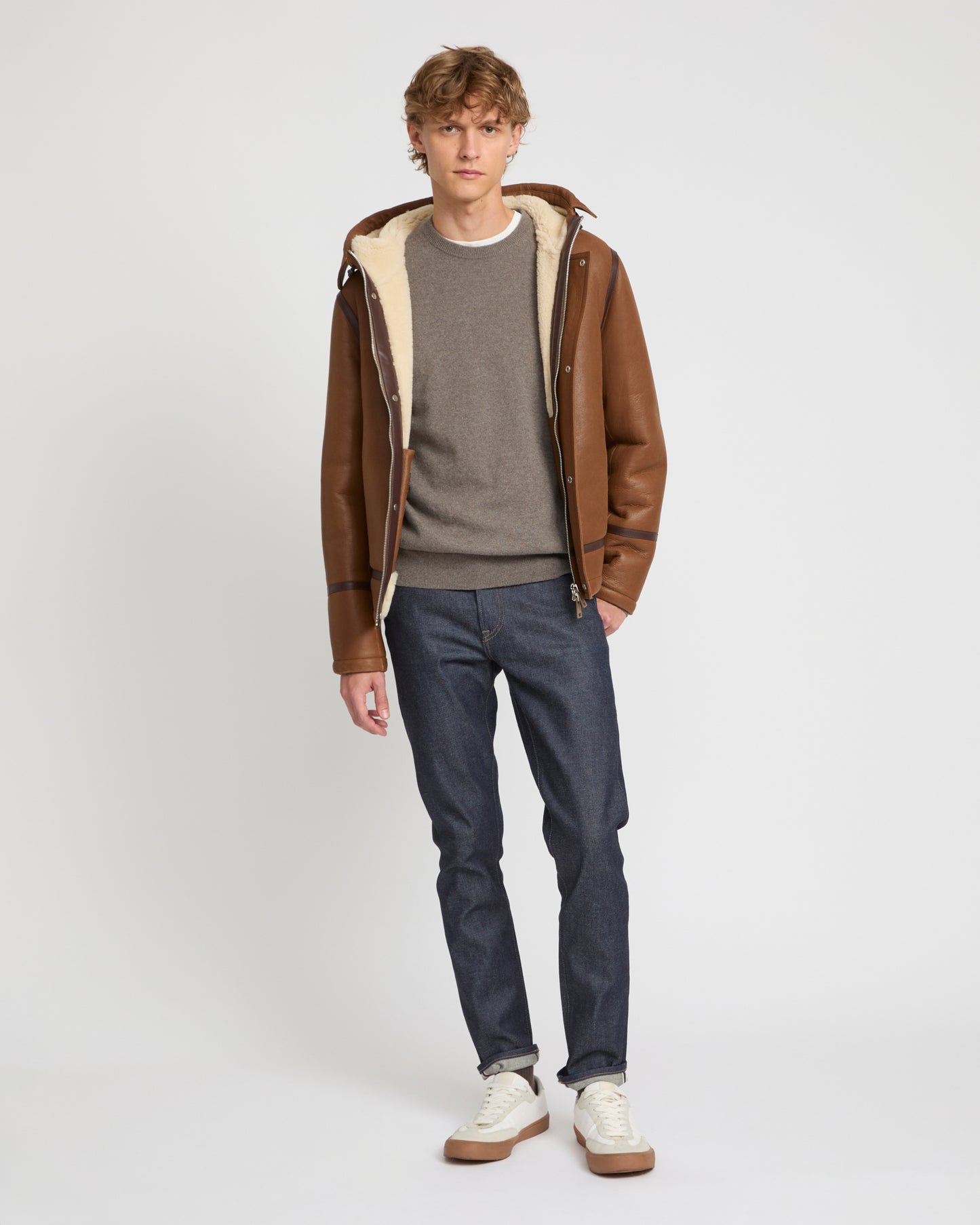 Aviator lambskin shearling hoodie