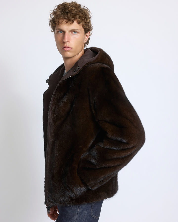 Reversible long-haired mink fur and technical fabric hooded jacket - Yves Salomon - New Fall/Winter Collection