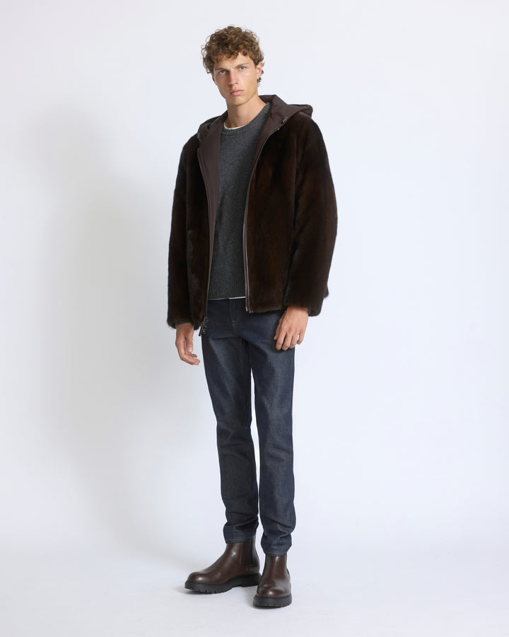 Reversible long-haired mink fur and technical fabric hooded jacket - Yves Salomon - New Fall/Winter Collection
