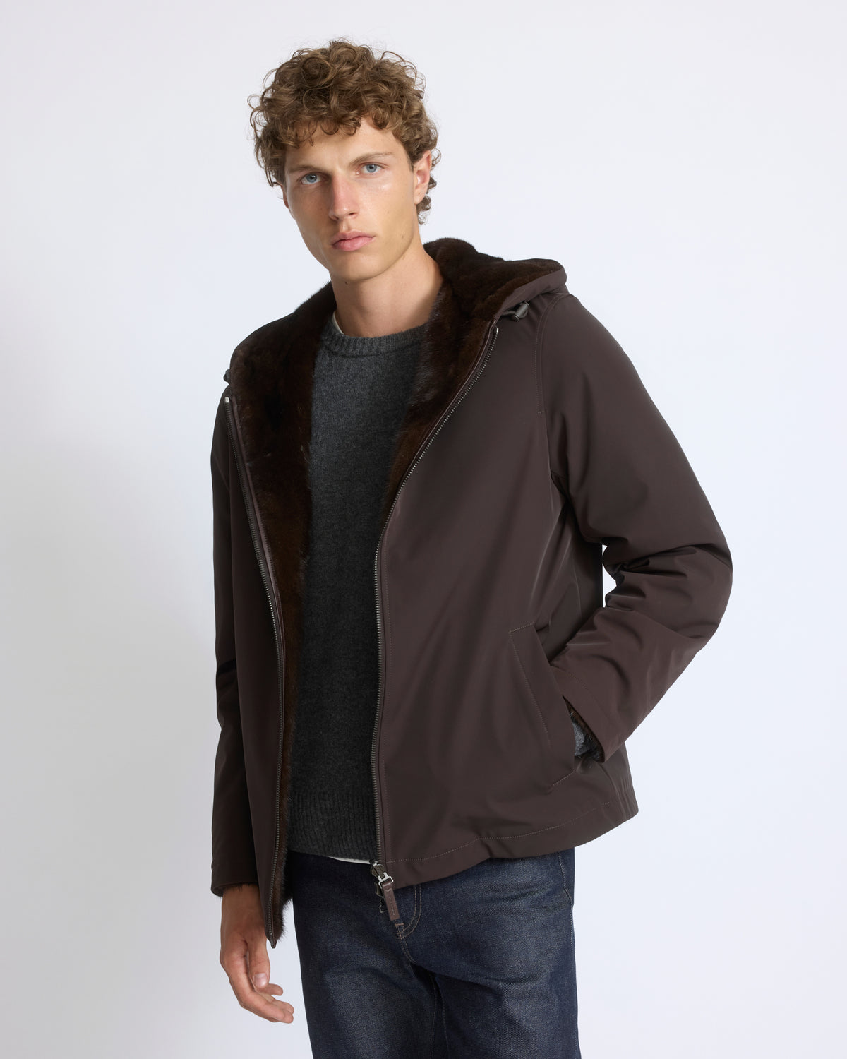 Reversible long-haired mink fur and technical fabric hooded jacket - Yves Salomon - New Fall/Winter Collection