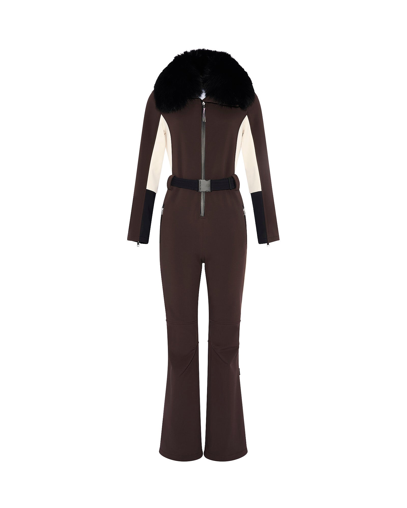 Softshell fabric jumpsuit with detachable fox fur collar - Yves Salomon