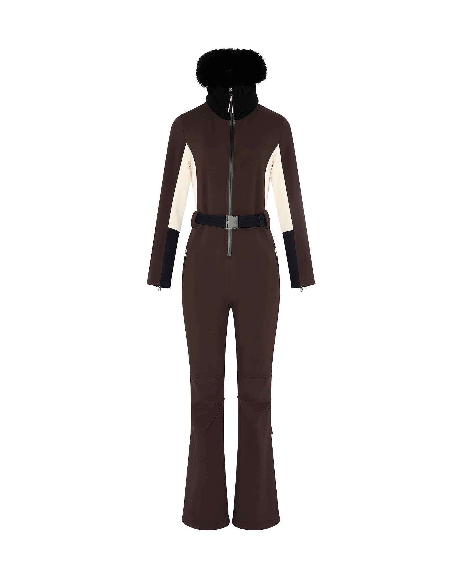 Softshell fabric jumpsuit with detachable fox fur collar - Yves Salomon