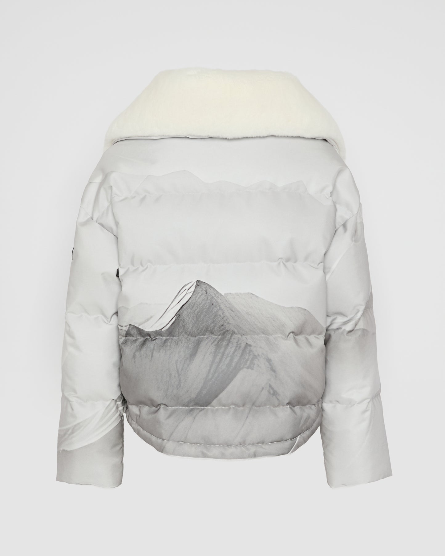 Short down jacket in waterproof fabric and Rex rabbit fur trim - Yves Salomon