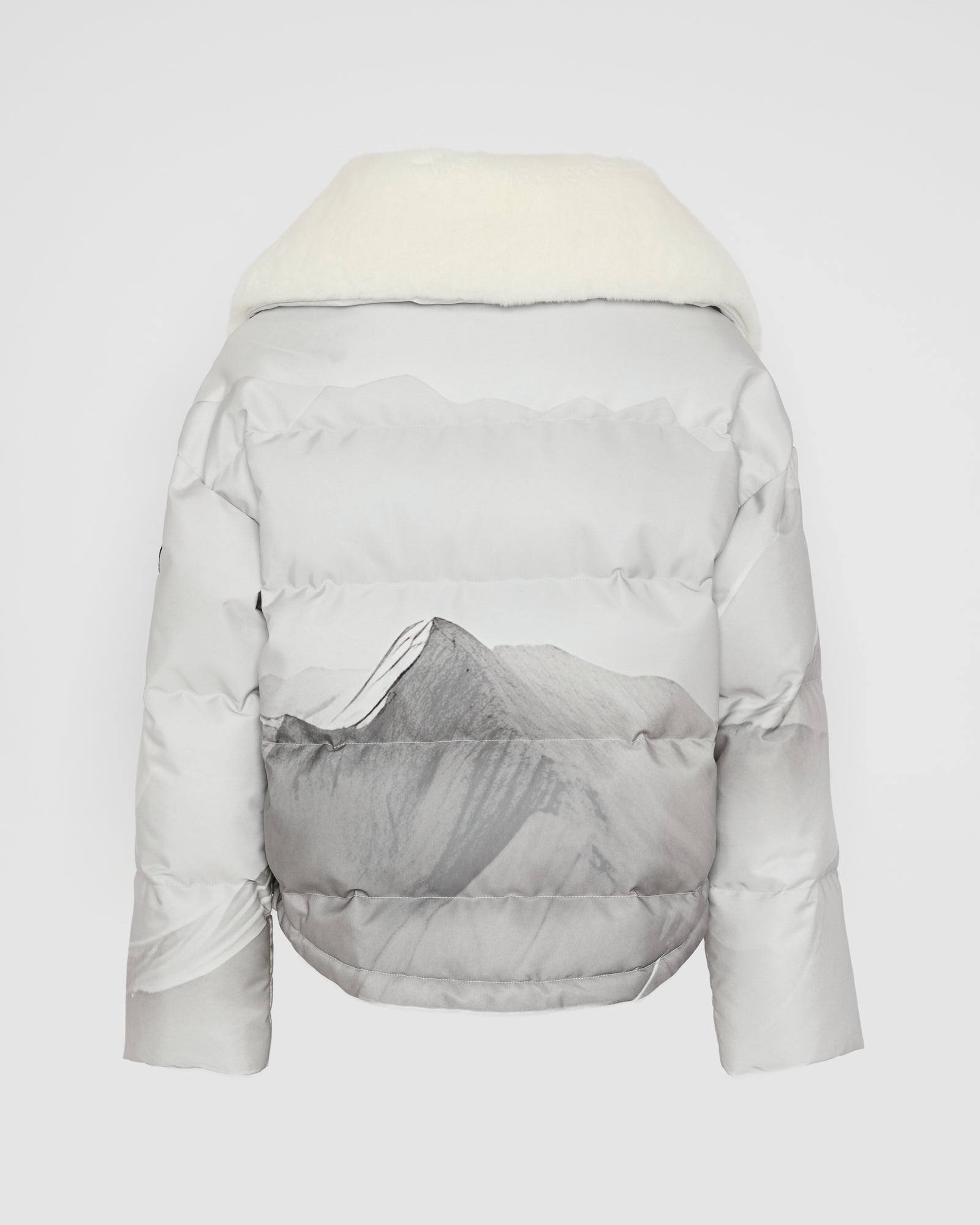 Short down jacket in waterproof fabric and Rex rabbit fur trim - Yves Salomon