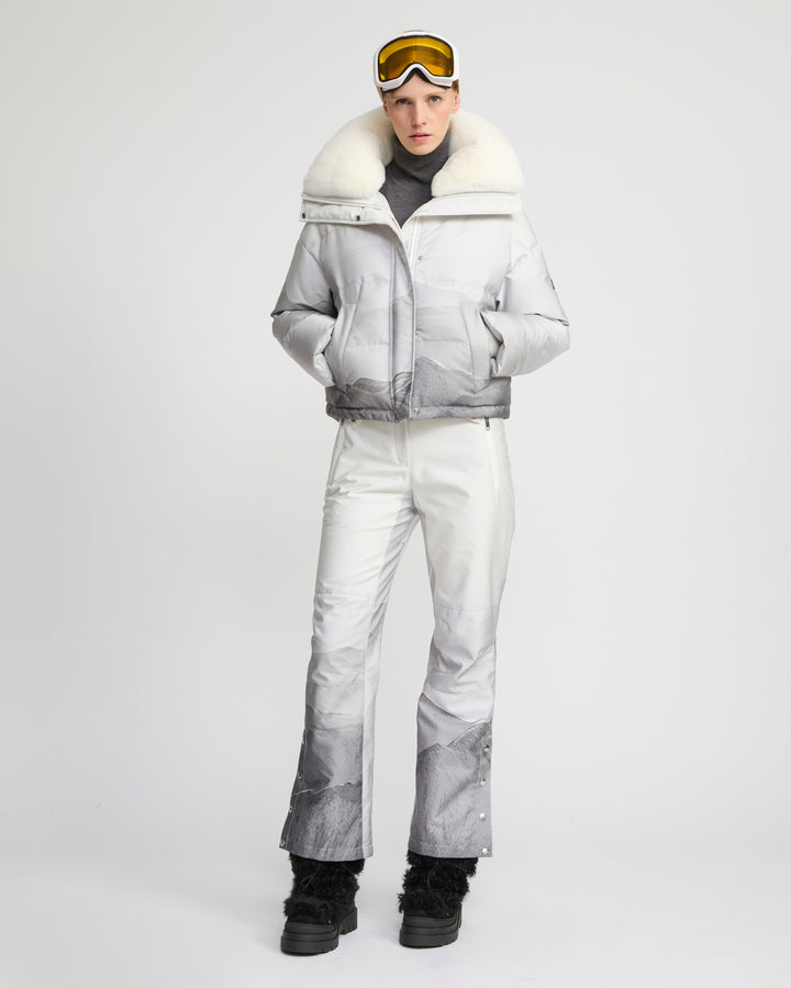 Short down jacket in waterproof fabric and Rex rabbit fur trim - Yves Salomon