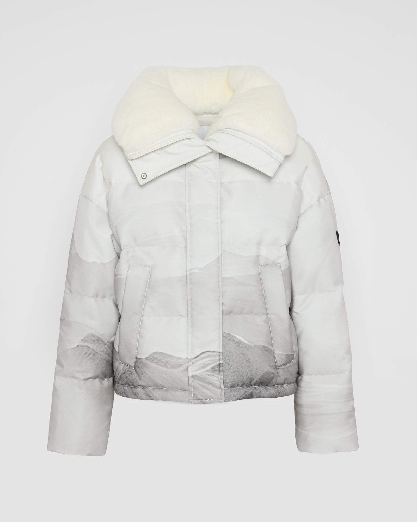 Short down jacket in waterproof fabric and Rex rabbit fur trim - Yves Salomon