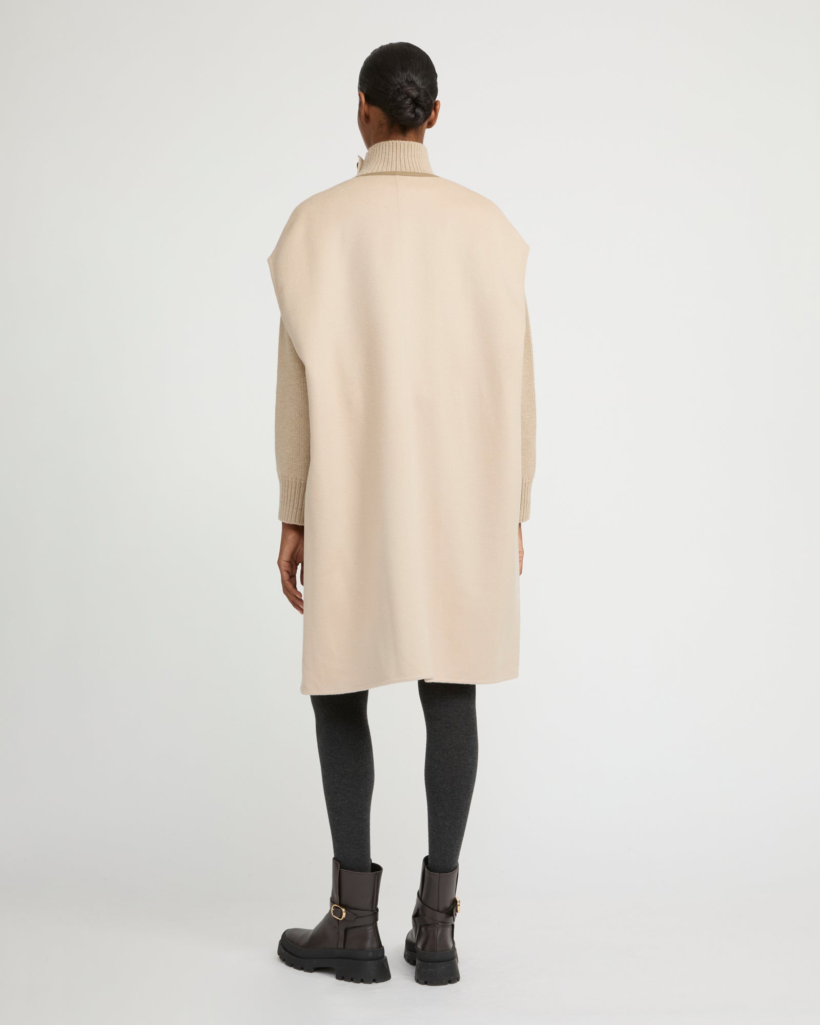 Double-sided cashmere-blend belted cape - Yves Salomon