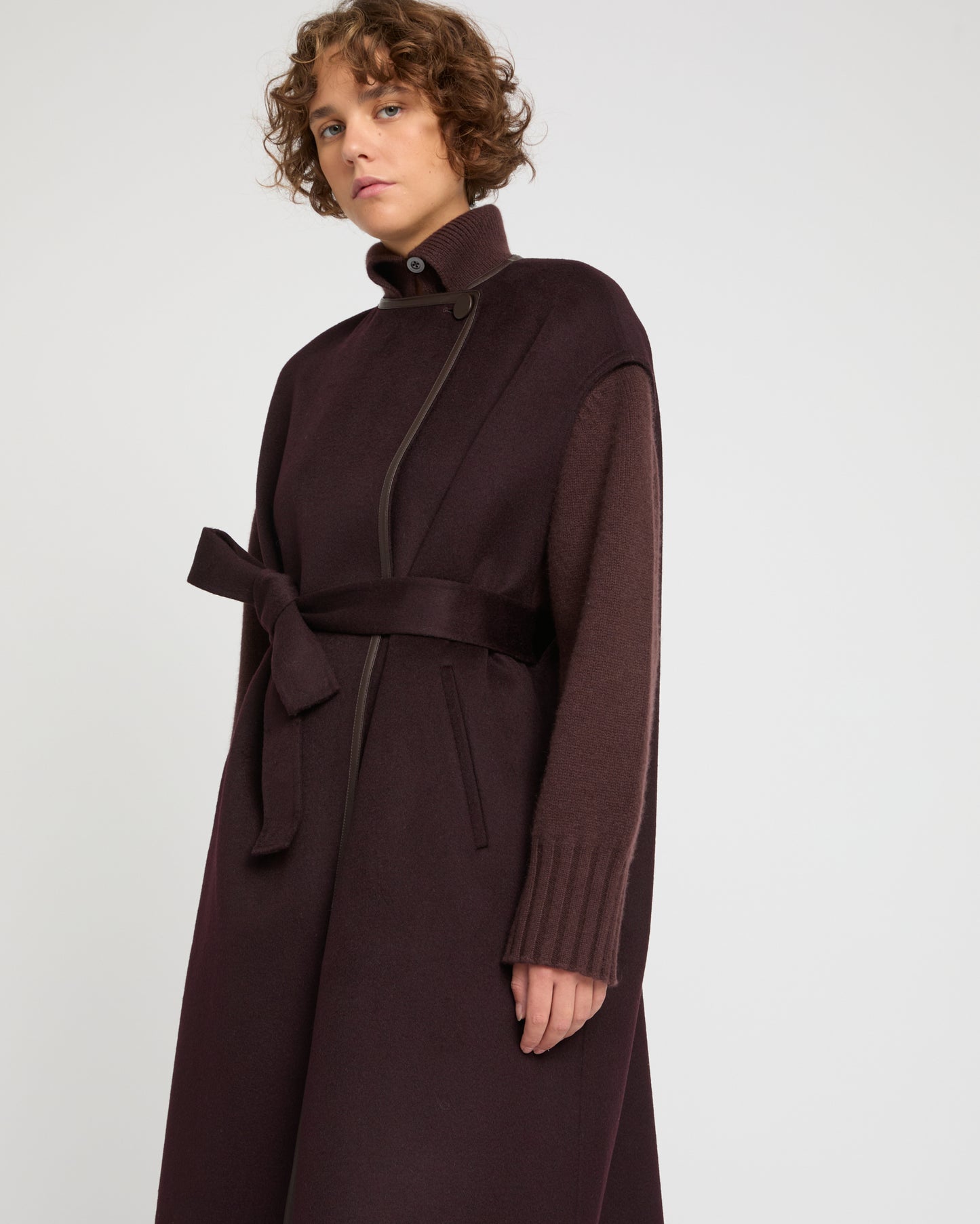 Double-sided cashmere-blend belted cape