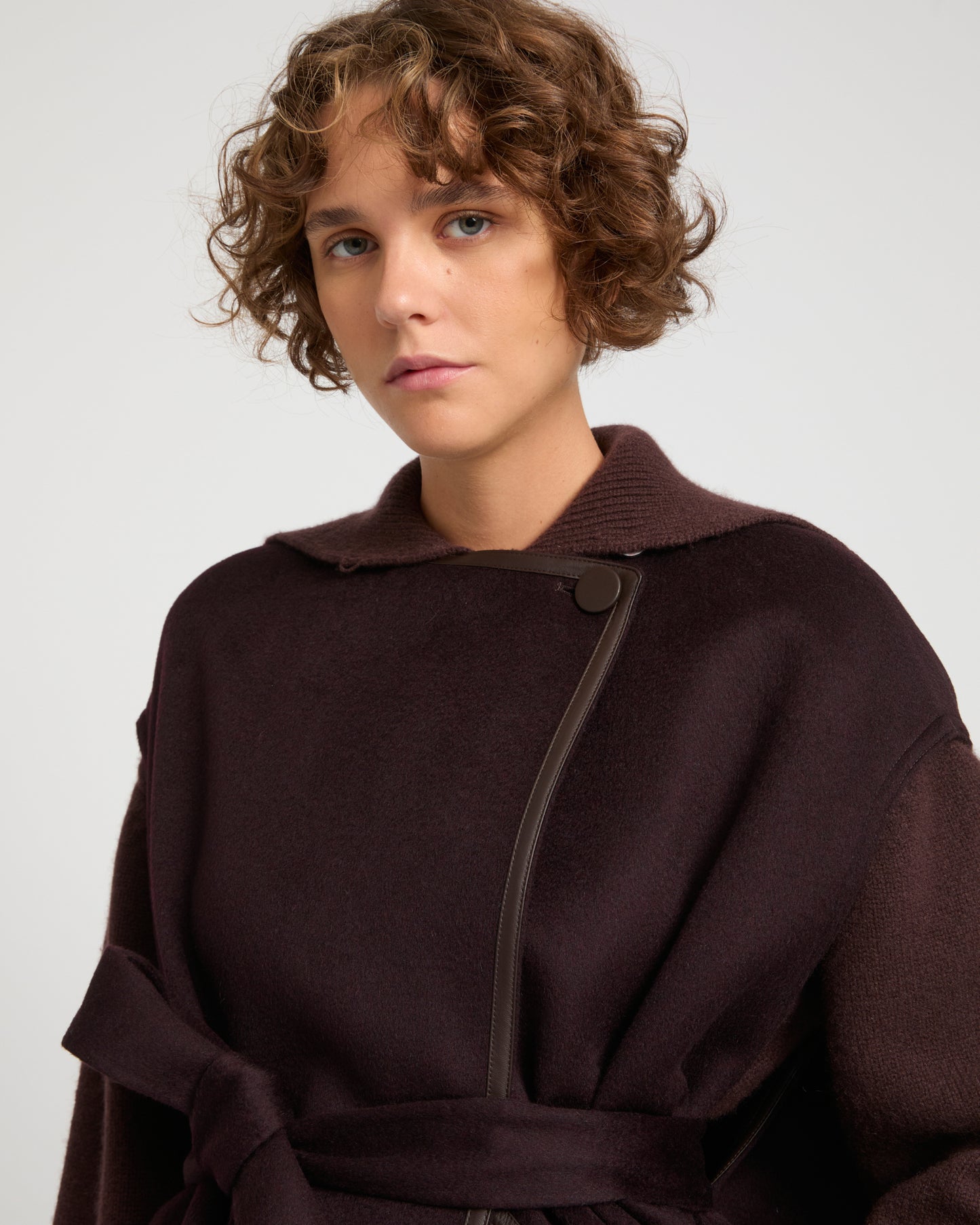 Double-sided cashmere-blend belted cape