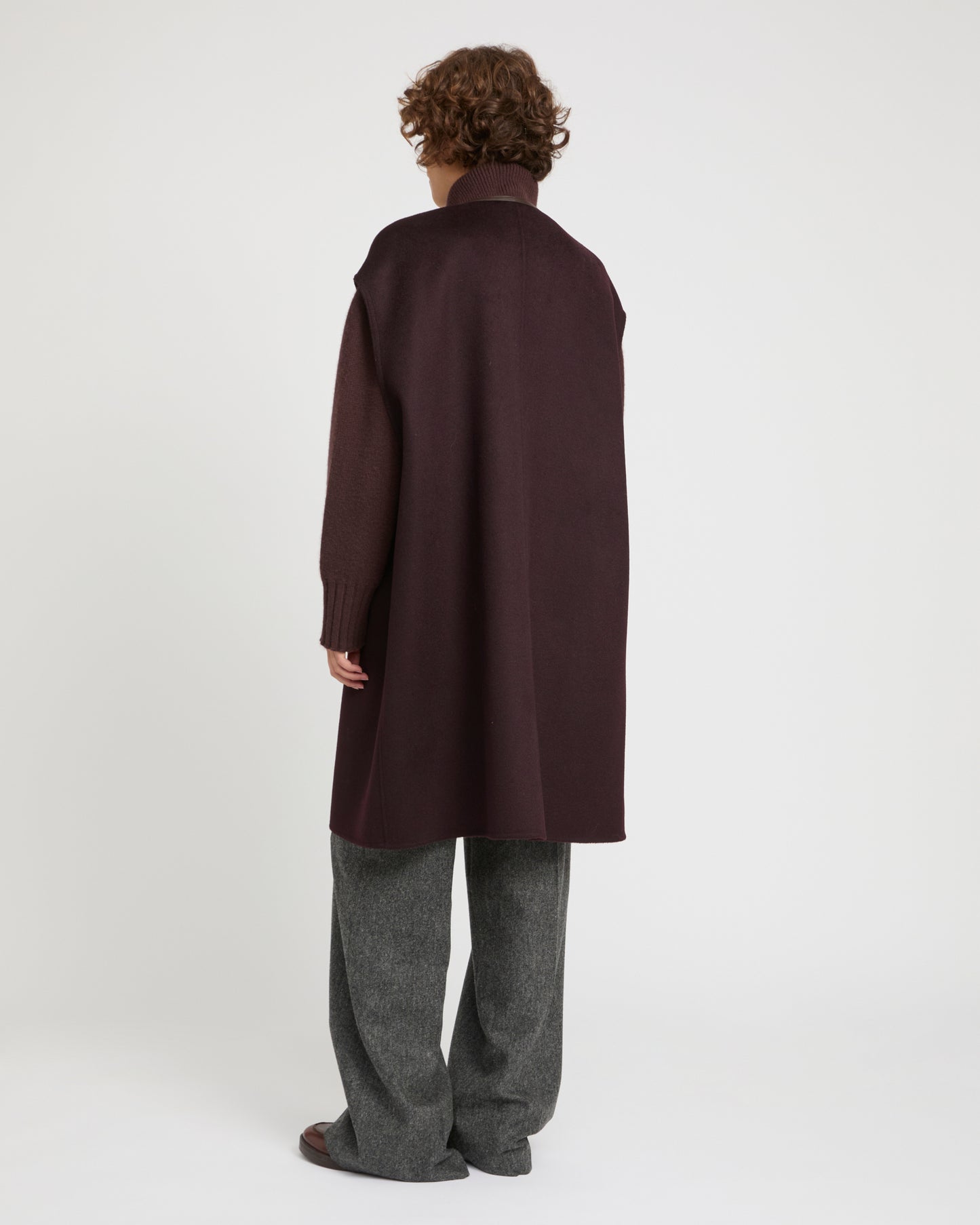 Double-sided cashmere-blend belted cape