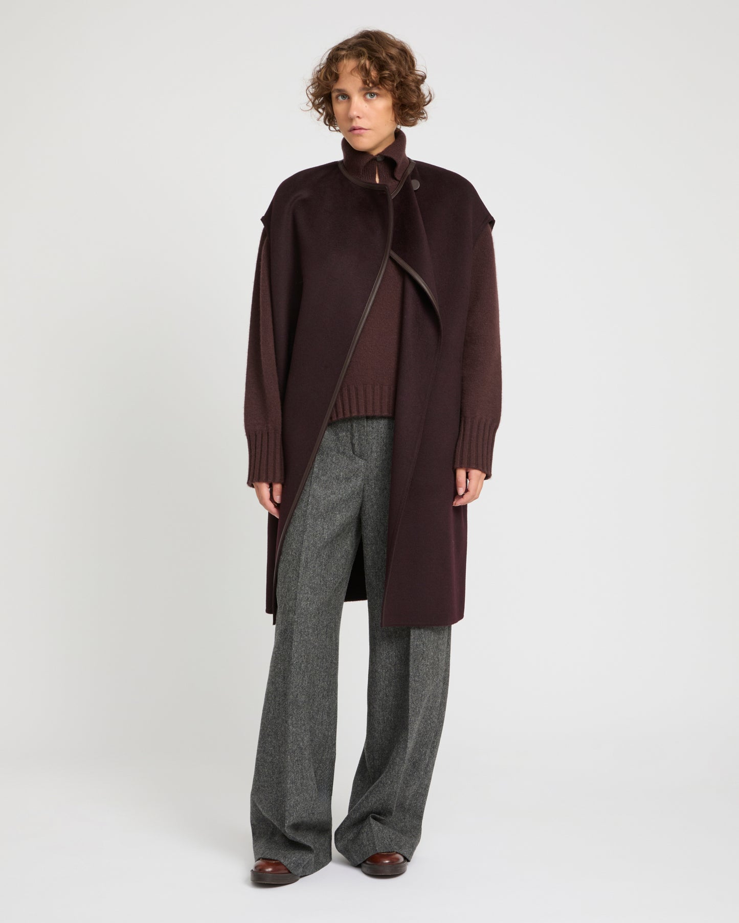 Double-sided cashmere-blend belted cape