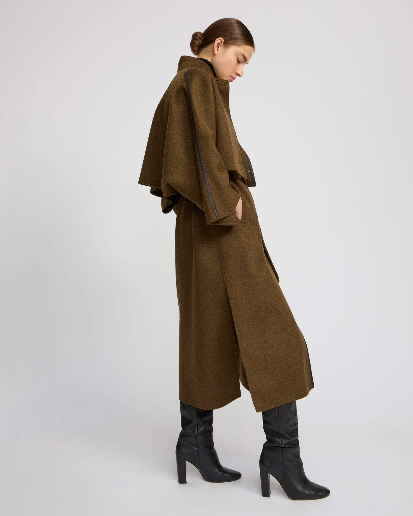 Double-sided cashmere-blend cropped cape jacket - Yves Salomon
