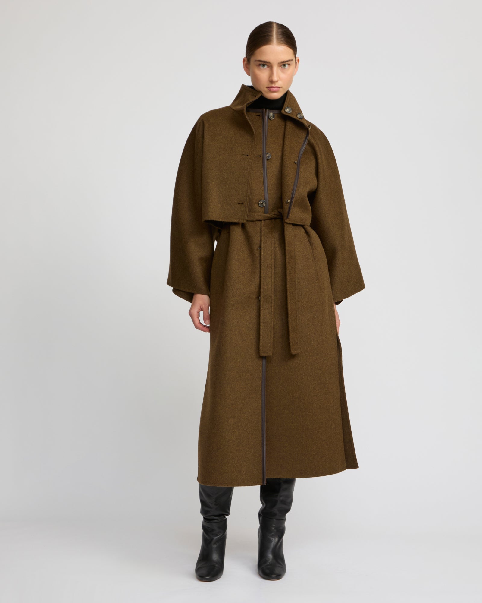 Double-sided cashmere-blend cropped cape jacket - Yves Salomon