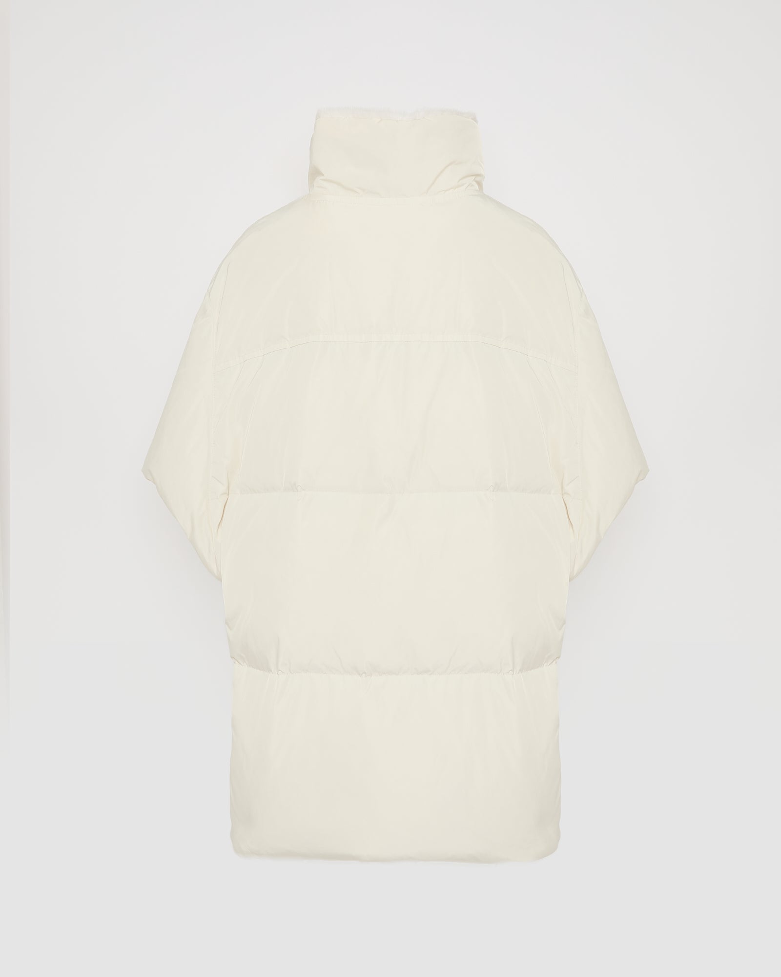 Technical fabric down cape with mink fur stand collar and lining. - Yves Salomon
