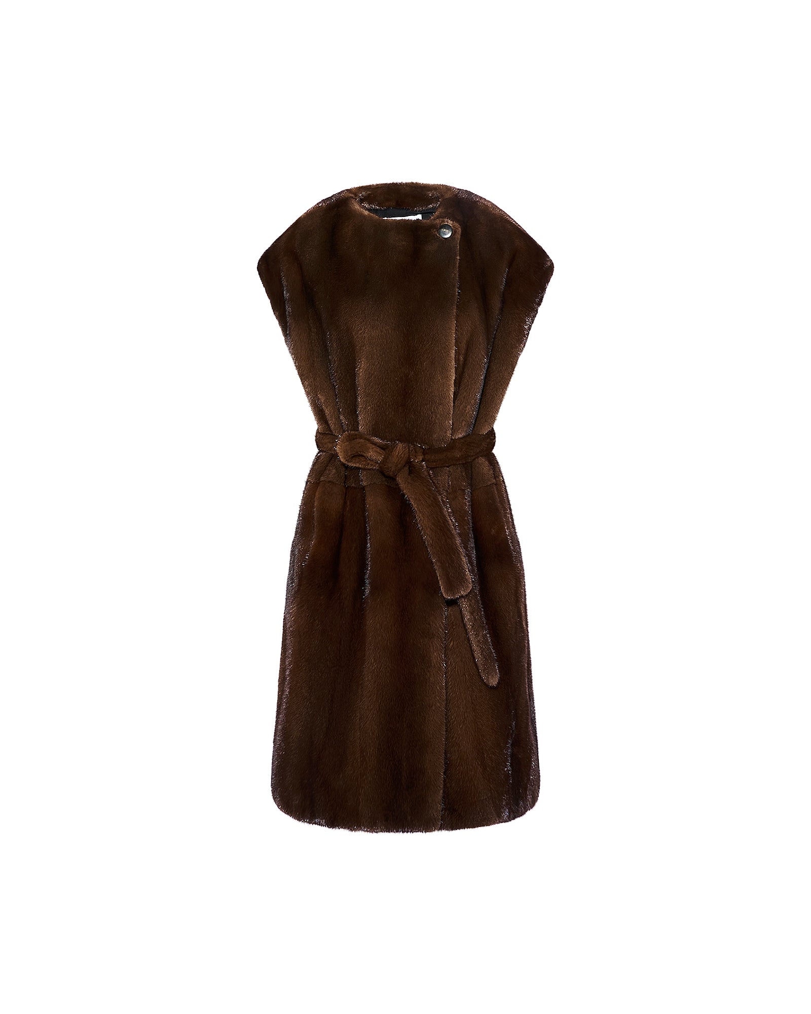 Long-haired mink fur belted cape - Yves Salomon