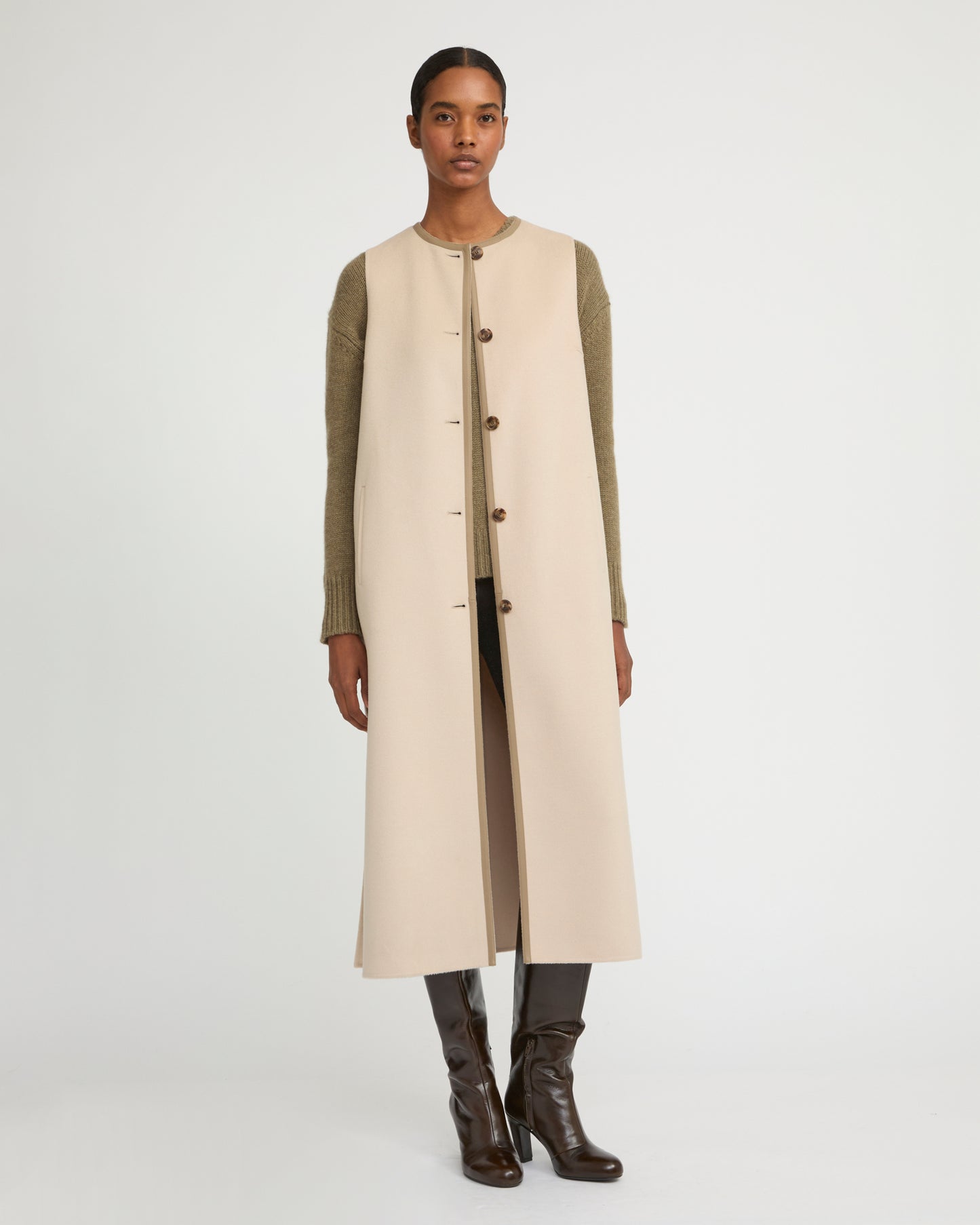 Long double-sided cashmere-blend gilet - Yves Salomon