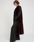 Sleeveless long gilet in Mink fur