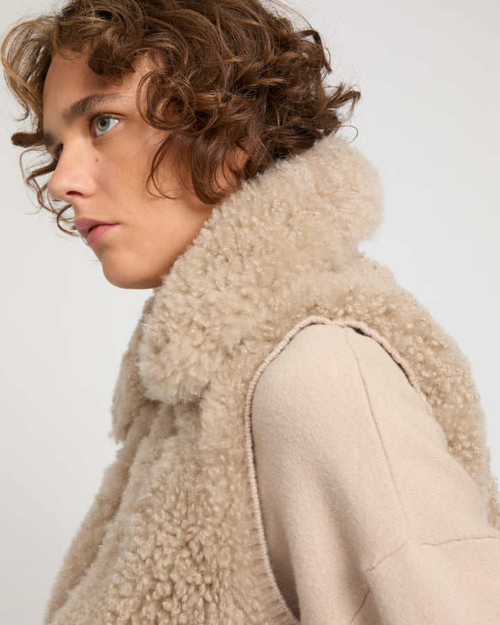Cashmere lambskin and Merino knit gilet