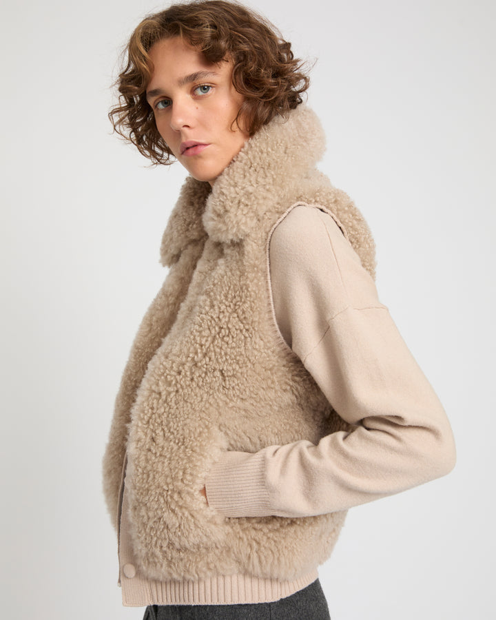 Cashmere lambskin and Merino knit gilet