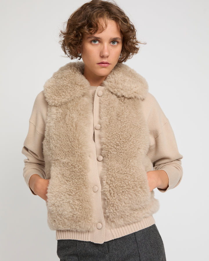 Cashmere lambskin and Merino knit gilet
