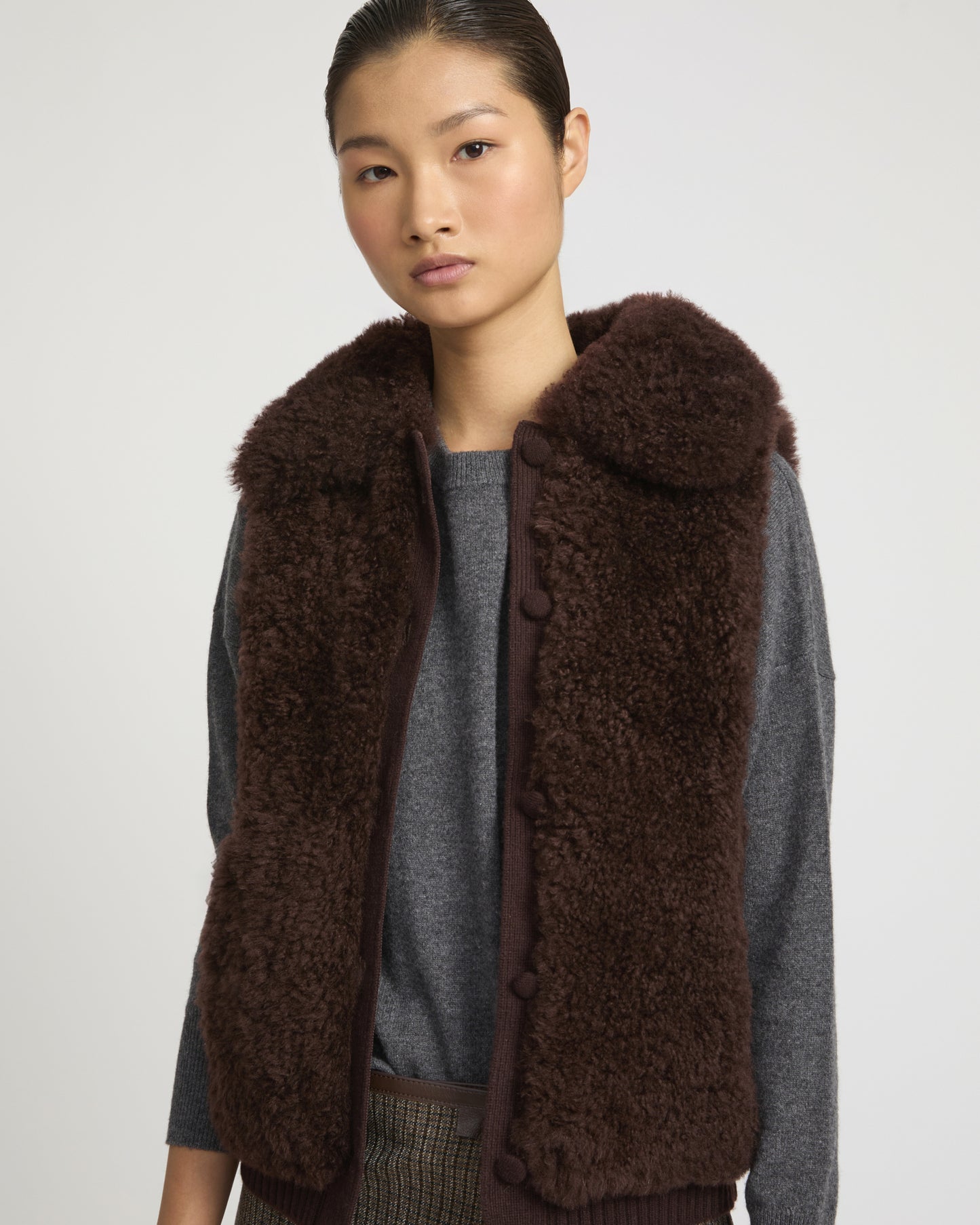Cashmere lambskin and Merino knit gilet