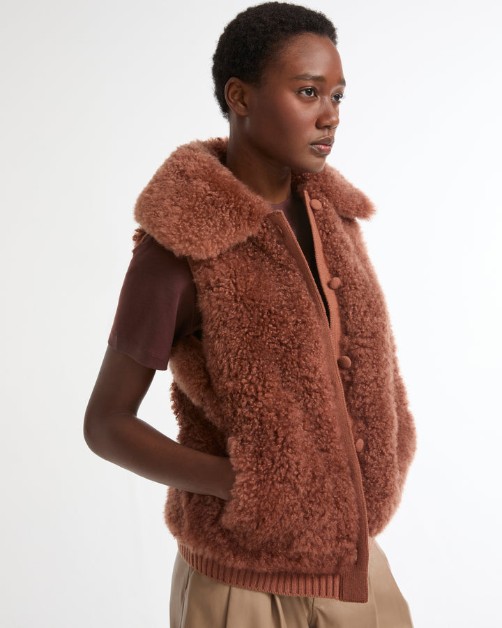 Cashmere lambskin and Merino knit gilet