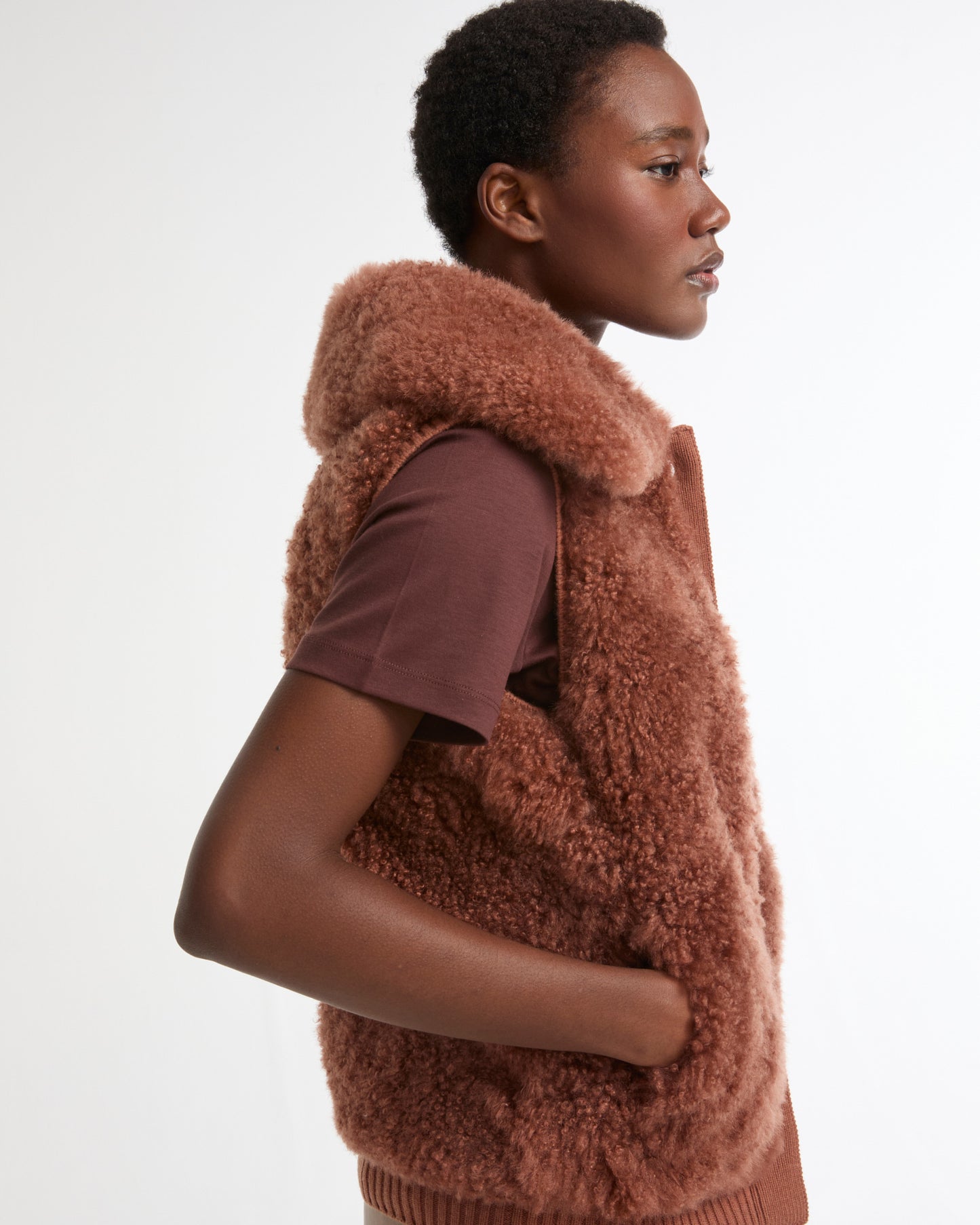Cashmere lambskin and Merino knit gilet