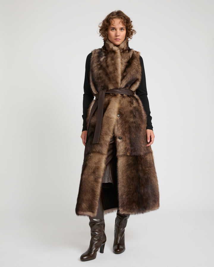 Long Toscana lambskin shearling gilet