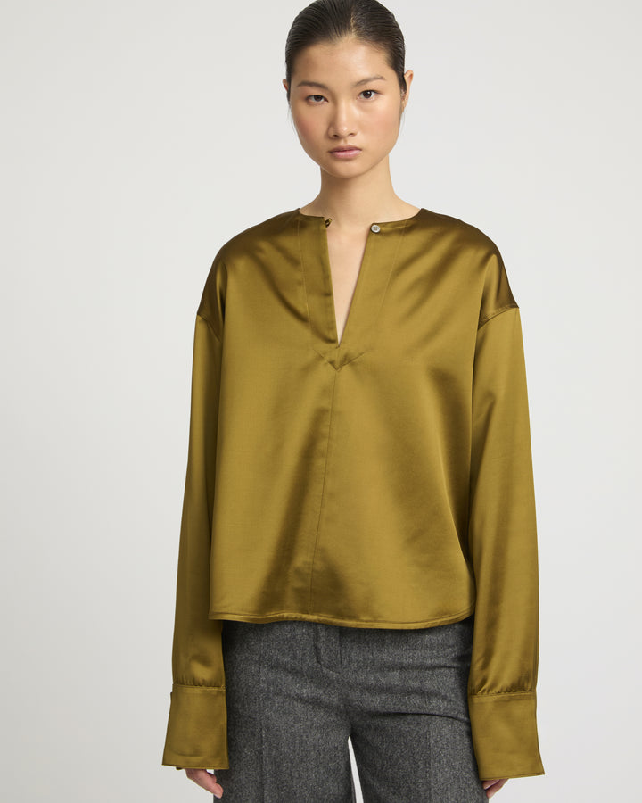 Heavy wool satin blouse -Yves Salomon