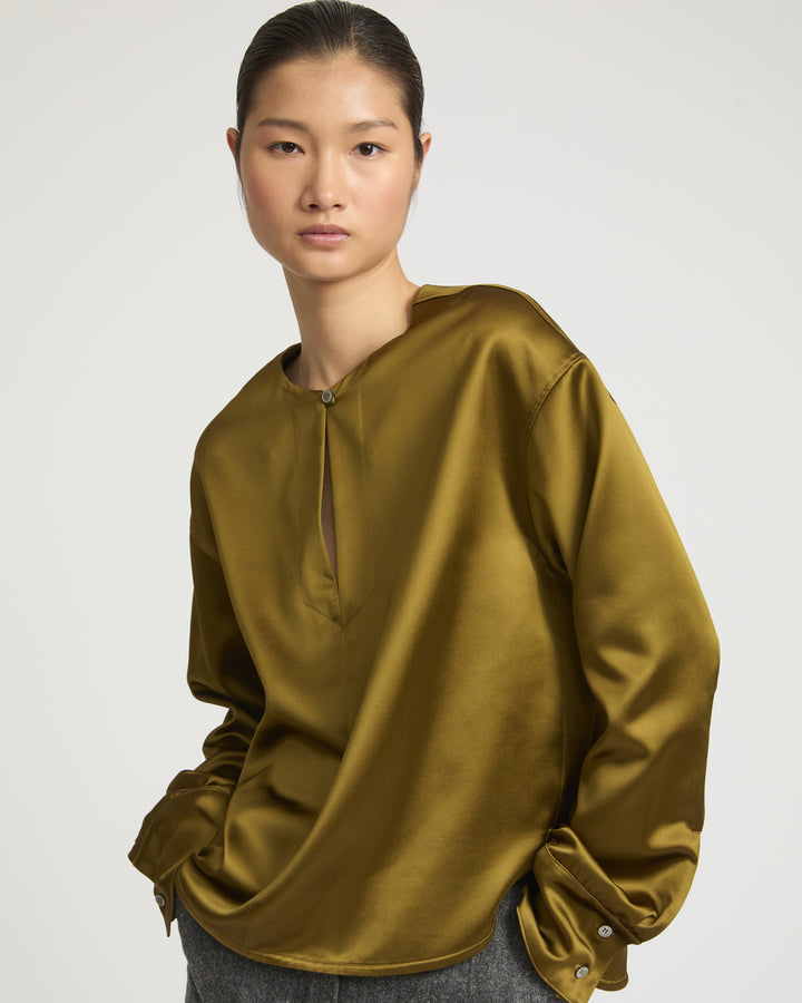 Heavy wool satin blouse -Yves Salomon