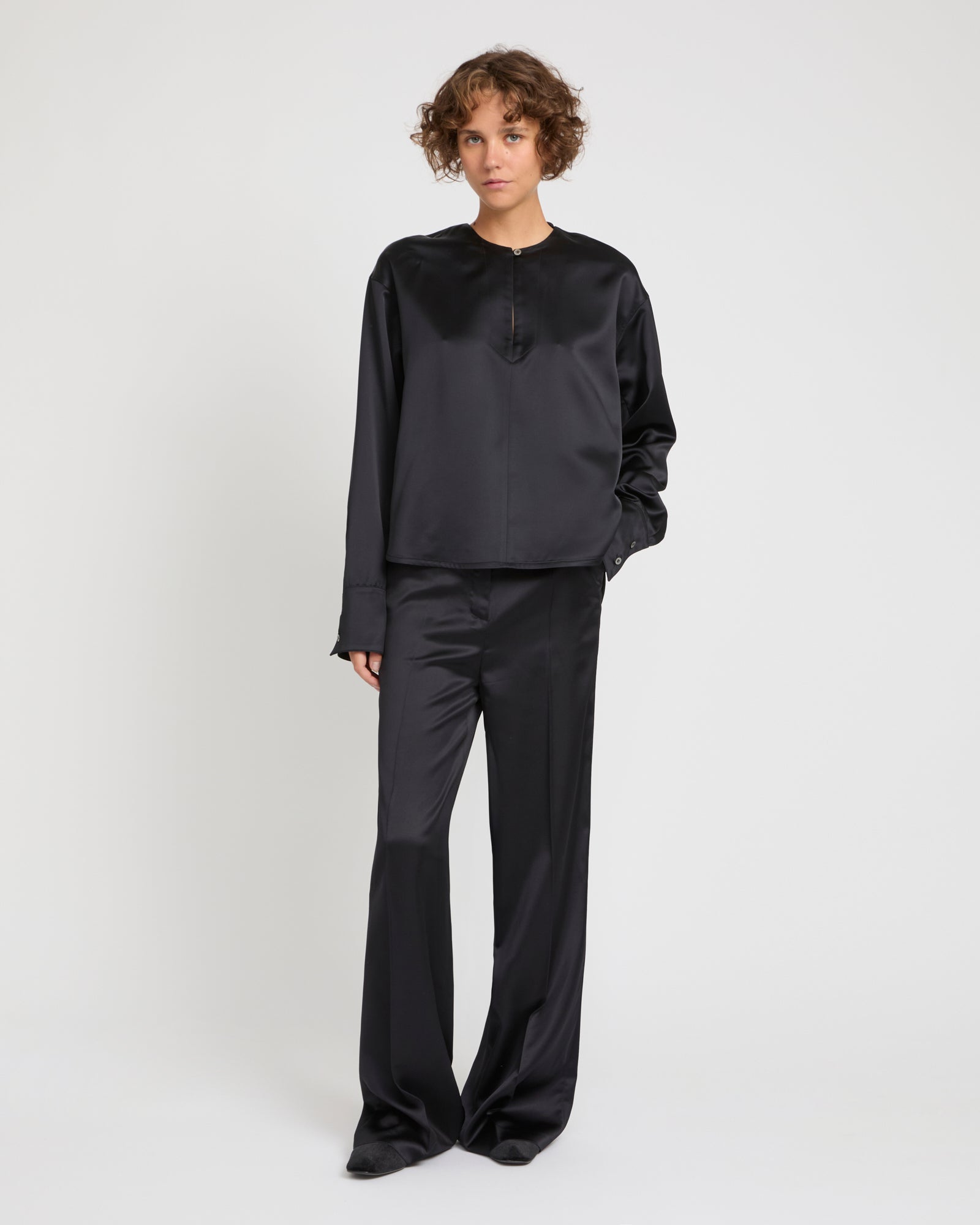 Heavy wool satin blouse -Yves Salomon