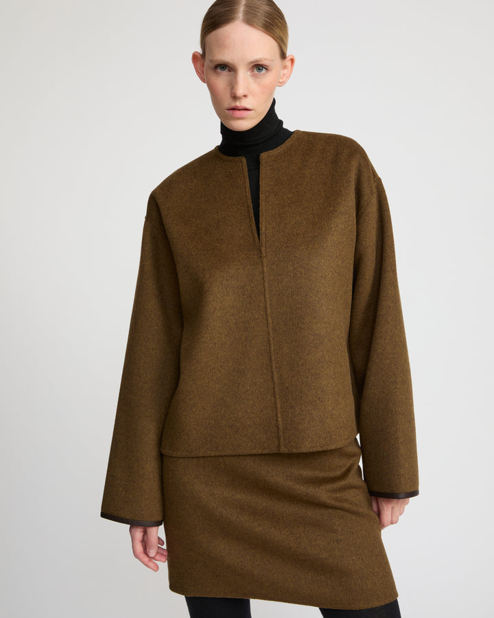 Double-sided cashmere-blend pea jacket