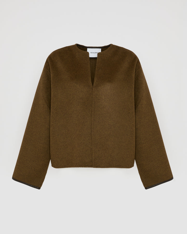 Double-sided cashmere-blend pea jacket