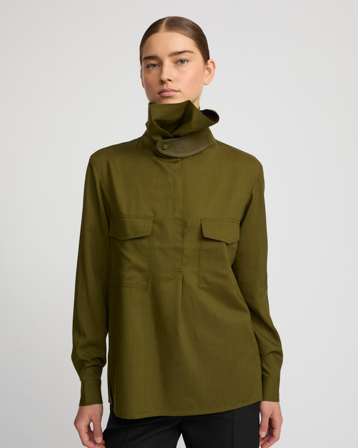 Wool voile draped blouse - Yves Salomon