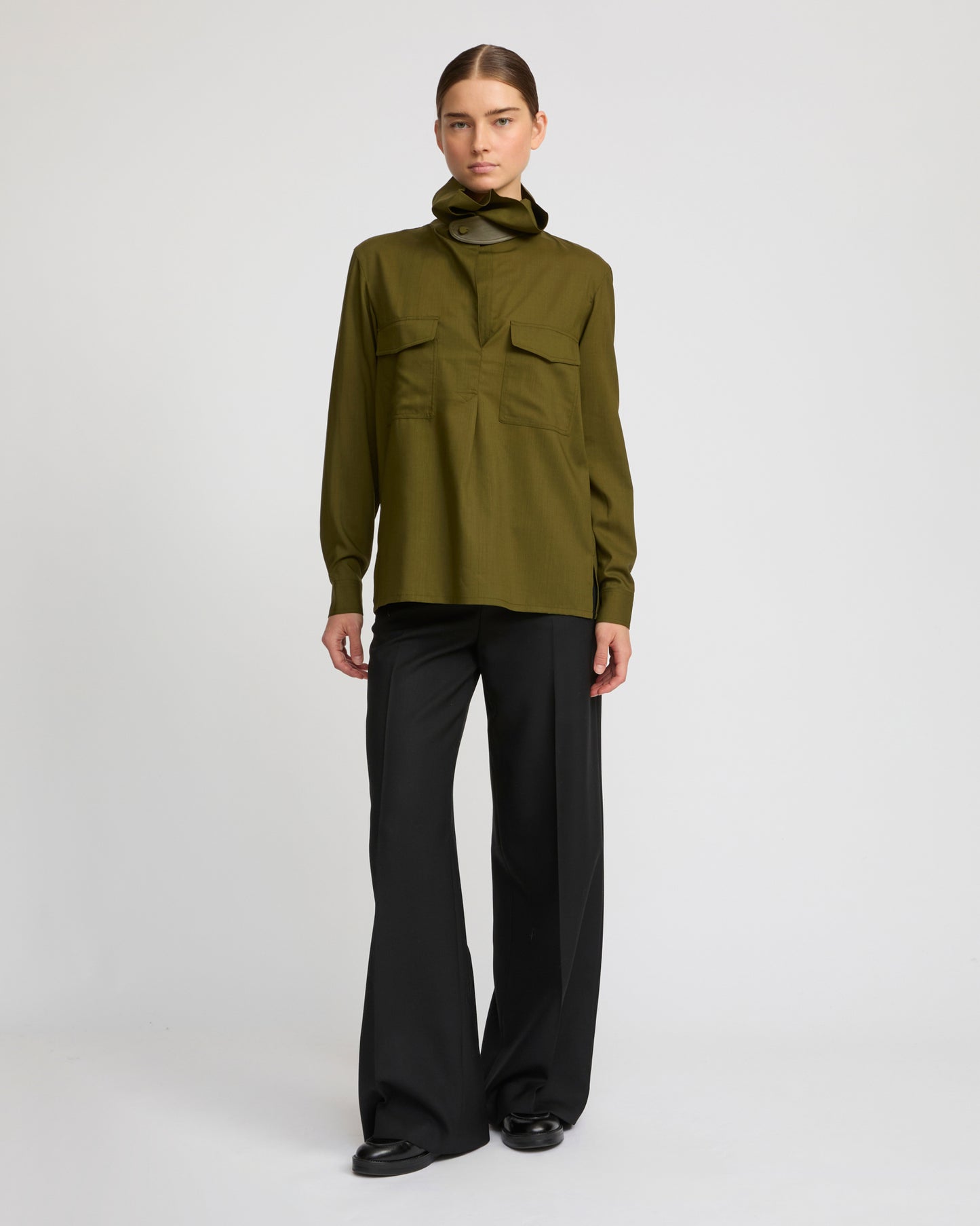 Wool voile draped blouse - Yves Salomon