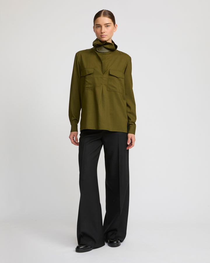 Wool voile draped blouse - Yves Salomon