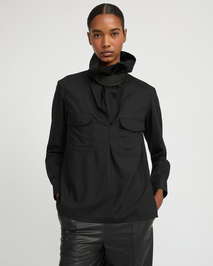 Wool voile draped blouse - Yves Salomon