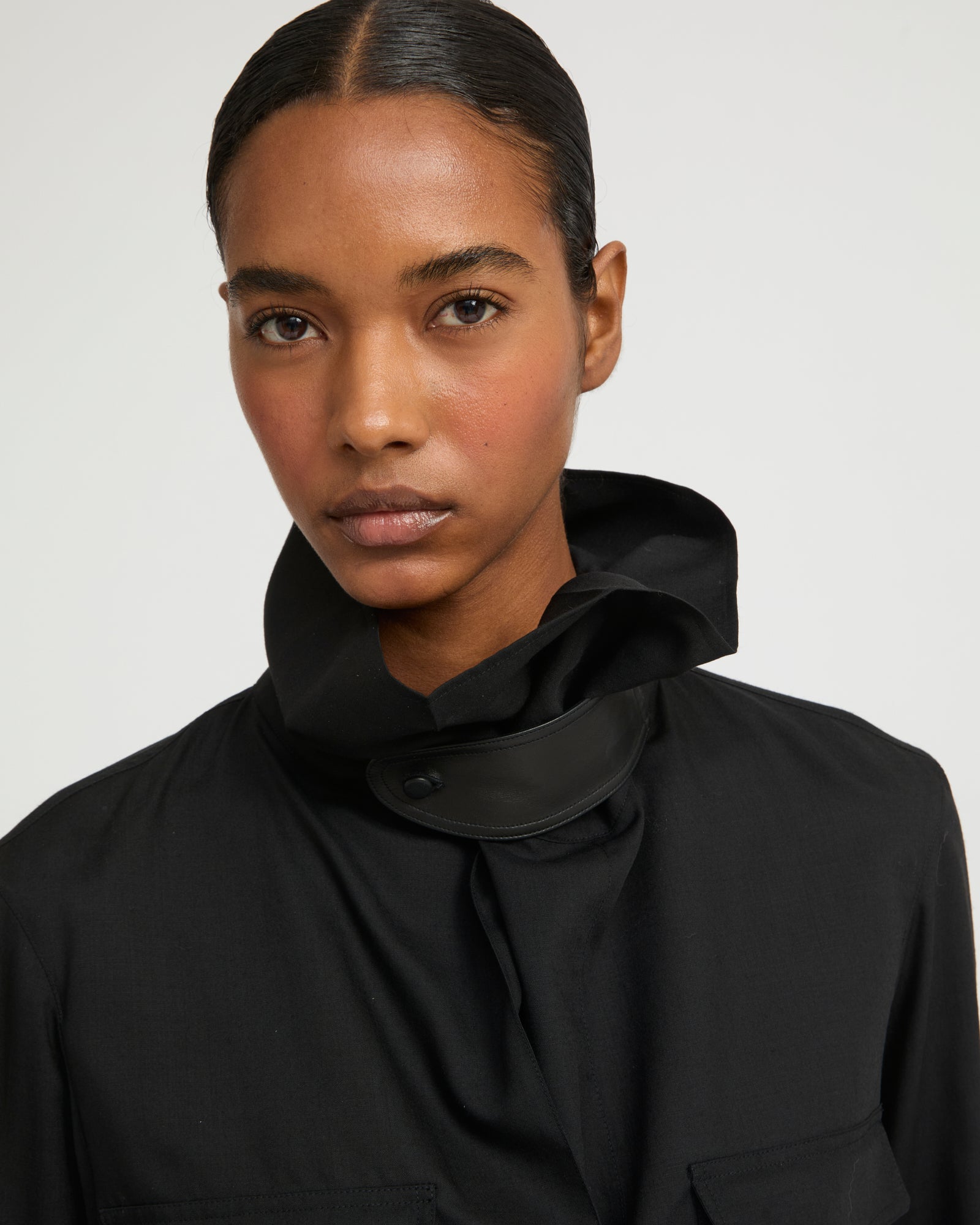 Wool voile draped blouse - Yves Salomon