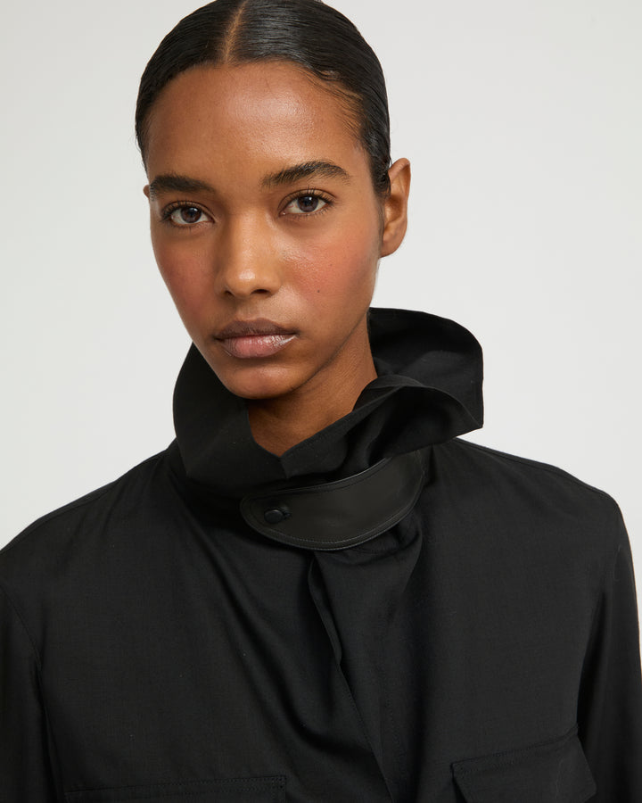 Wool voile draped blouse - Yves Salomon