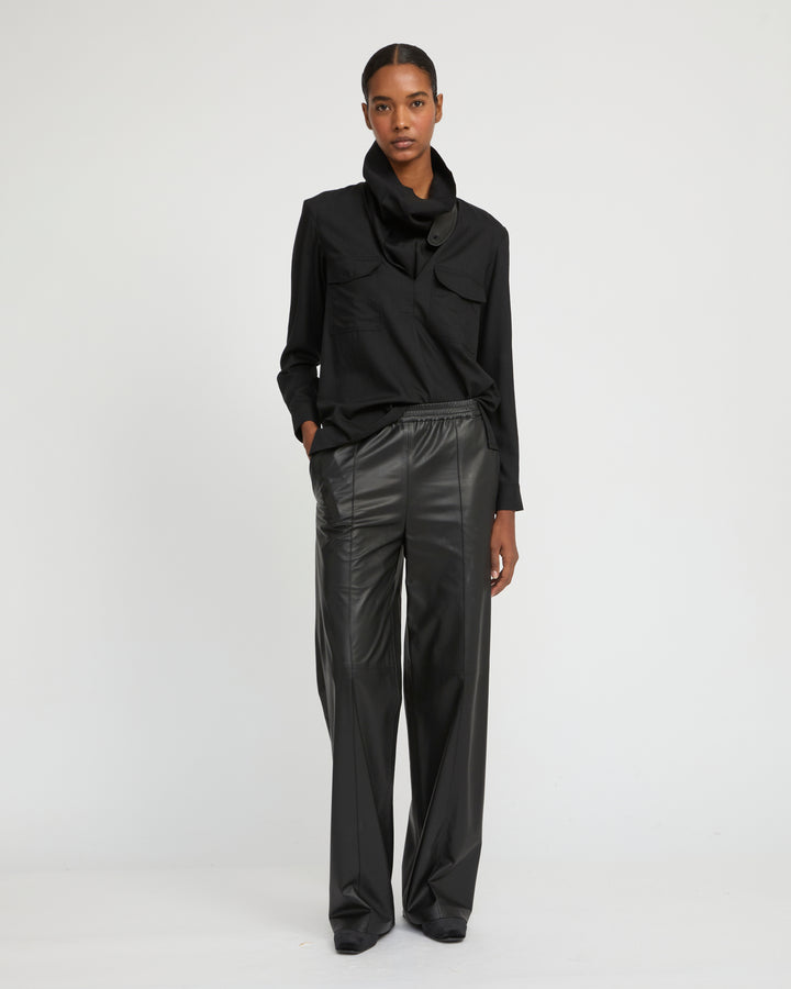Wool voile draped blouse - Yves Salomon