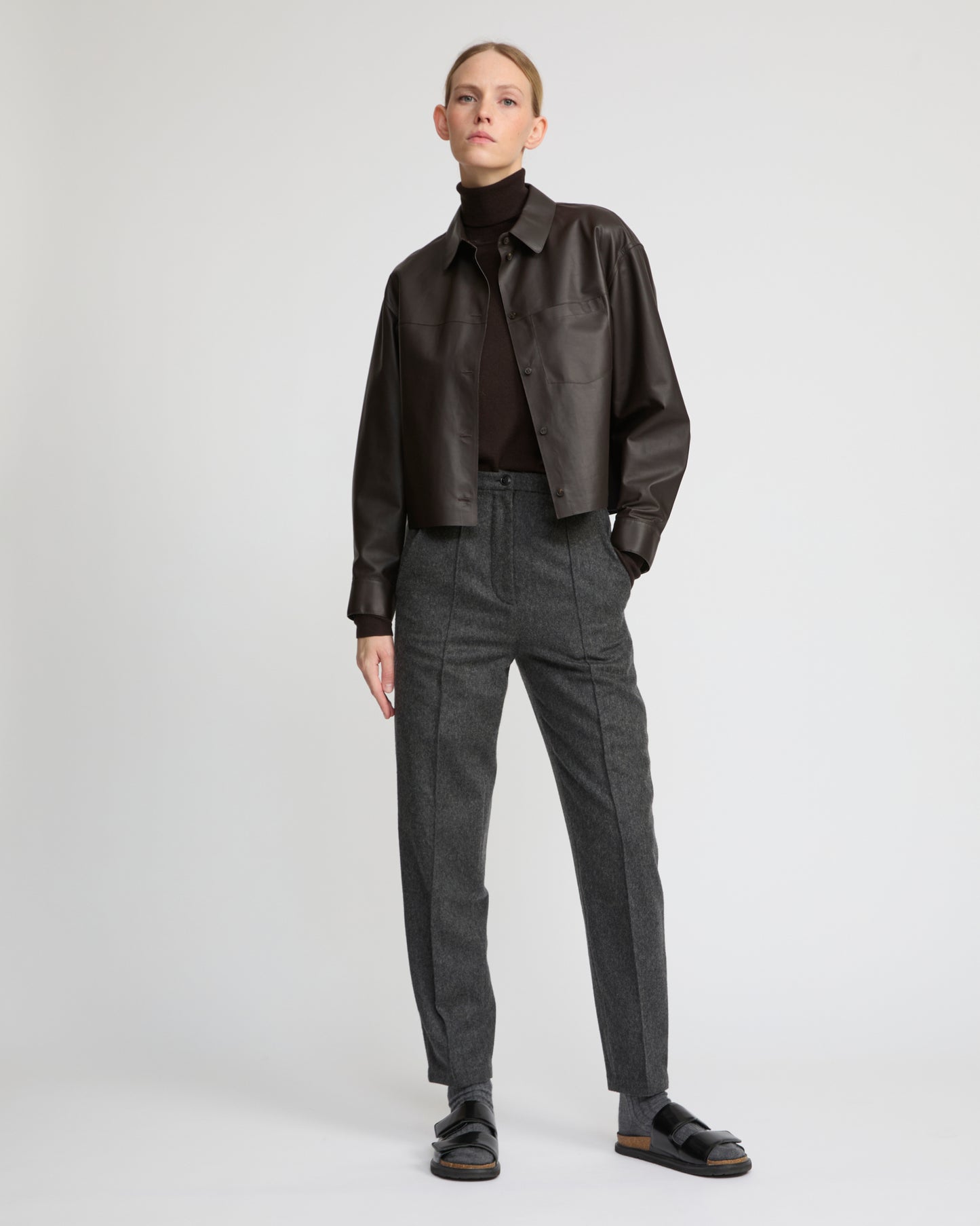 Cropped shirt in fine lamb leather - Yves Salomon